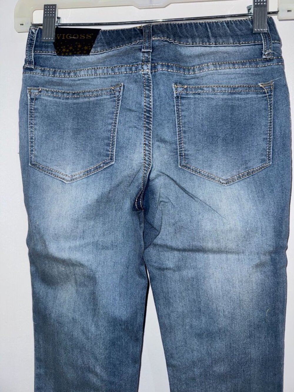 Vigoss Girls Size 10 Medium Vintage Stretch Denim Jeans With Pom-Pom Details - Picture 7 of 8